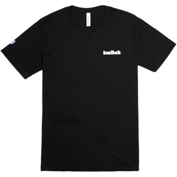 Twitch Logo Wordmark Short Sleeve T-Shirt Tee Shirt Black Men's - Picture 1 of 5